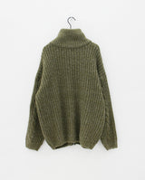 ケーブルハイネックジップアップカーディガン / Cable high neck zip-up cardigan (6color)
