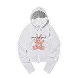ウィッティバニースピリットグラフィッククロップフーディージップアップ / WITTY BUNNY SPLIT GRAPHIC CROP HOODIE ZIP UP [WHITE]