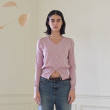 リブドヘム カーディガン/RIBBED HEM CARDIGAN (PINK)