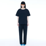 ウーヴン1/2ハーフTシャツネービー