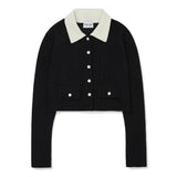 Haley Collar Knit Cardigan [BLACK] (6638363050102)