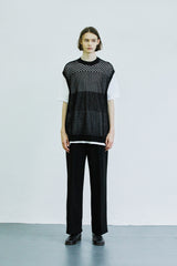 グラデーションパンチングニットベスト/gradation punching knit vest black