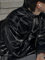 ASCLO Stitch Glossy Biker Jacket (3color)