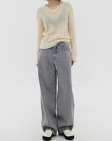 アルファシースルーVネックニット / Alpha see-through V-neck knit (4color)