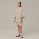 プリーツフードジャージードレス / PLEATS HOOD JERSEY DRESS_OATMEAL