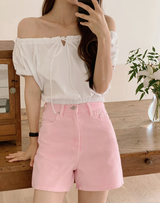 Crop Banding Short Sleeve Blouse (2color)