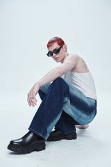 ハイパー ブラッシュ ウォッシング ワイド デニムパンツ / Hyper Brush Washing Wide Denim Pants Blue