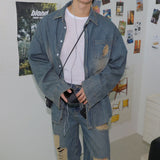 3 TAP Smoke Wrinkle Wash Denim Shirt (2color)
