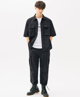 TWO POCKET STRING HALF SHIRTS (BLACK) (6585203851382)
