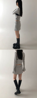 ペリーストラップシャーリング長袖Tシャツ / Perry Strap Shirring T (2color)