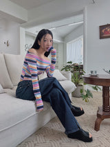 レインボーストライプトップ / rainbow stripe top