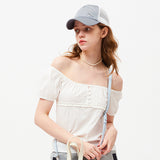 チェリーレーススクエアネックブラウス / CHERRY LACE SQUARE NECK BLOUSE [WHITE]