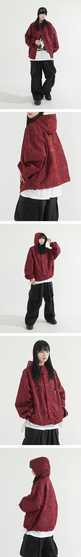 Camouflage Hooded Zip-Up Windbreaker