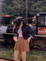 [Bellide made/2Size/Non-Fade] Slim Two-Way Denim Crop Jacket