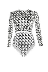 シグネイチャーロゴモノグラムクロップラッシュガードツーピースセット/Signature logo monogram crop rash guard two-piece set (white)