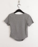 バレンベーシックインシジョンスクエアネック半袖Tシャツ/Baren Basic Incision Square Neck Short Sleeve T-shirt