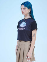 ネバーダイクロップTシャツ / NEVER DIE CROP T-SHIRTS(BK)
