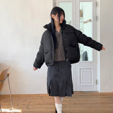 Sizen zipper pocket collar short padded coat