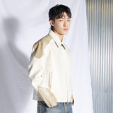 レーサーレザーブルゾン / Racer Leather Blueson (Cream Beige)