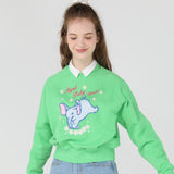 Stupid baby Crop Sweat-shirt [Green] (6535250804854)