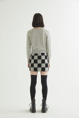 ASYMMETRY PLACKET KNIT CROP TOP GRAY MELANGE (6608598007926)