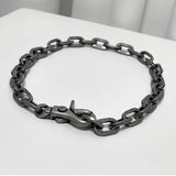 11mm ラウンド チェーン リンク ネックレス / [BLESSEDBULLET]11mm round chain link necklace_dark silver/silver