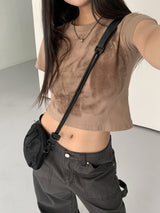 セルビティプリンティングクロップド半袖Tシャツ / Celvity Printing Cropped Short-Sleeved T-Shirt