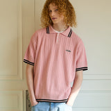 Line collar half sleeve knit