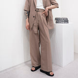 SI ハイウエストフレアベルトスラックス / SI High Waist Flare Belt Slacks (2 colors)