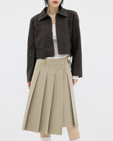 クラシックレザークロップドブルゾンジャケット / Classic leather cropped blouson jacket