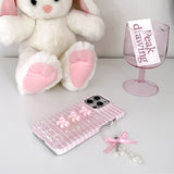[Handmade] Pink satin ribbon phone keyring