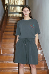 SOLAR PIGMENT 1/2 WIDE SWEAT PANTS (Charcoal) (6680166727798)