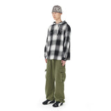 HOODED OMBRE CHECK SHIRT