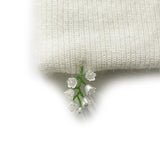 Drop White Flower Beads Beanie [Angora Ivory]