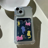 Colorful Color Cat Card Storage Phone Case