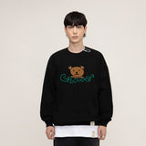 [UNISEX] Bear face, smile, white clip, sweatshirt (6658857828470)