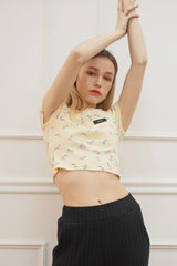 フラワーオフショルダーTシャツ/flower offshoulder t-shirt