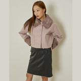 ポッシュショートコート / Posh short coat (pink gray)