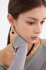 ドロップニットボールペンダントリングピアス/[2way] Drop knitball pendant ring earring