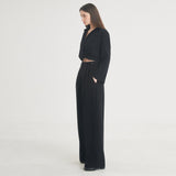ツータックボタンワイドウールパンツ / Two-Tuck Button Wide Wool Pants (Black)