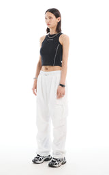 REFLECTIVE PIPING CROP TOP_BLACK