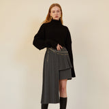 アンバルプリーツスカート / UNBAL PLEATS SKIRT (CHARCOAL)