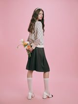 DVRK PRIVÉ KNIT CROPPED MONOGRAM CARDIGAN - CREAM/GREY