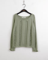 ジュープボートネックダメージサマー長袖ニット / Jupe boat neck damage summer long sleeve knit