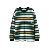 ストライプ刺繍ポケット付きロングTシャツ