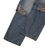 LAYERED DAMAGE DENIM_BEIGE INDIGO
