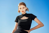 [SET] HIDE Chain Crop Top (Black) (6570965172342)