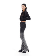 BOOTSCUT SHIRRING DENIM PANTS (BLACK)