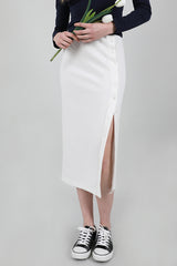 ボタンバンディングロングスカート / Button Banding Long Skirt Ivory