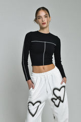 ステッチ長袖Tシャツ/stitch T (black)